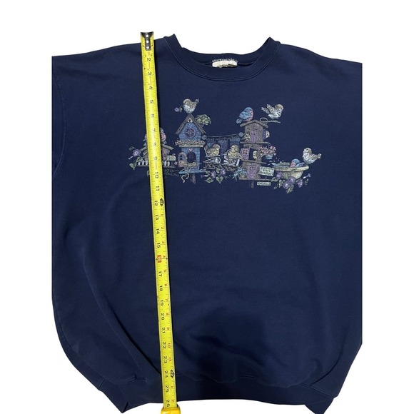 Vintage Navy Blue Birdhouse Graphic Sweatshirt Oversized Crewneck Navy XL - Picture 4 of 9